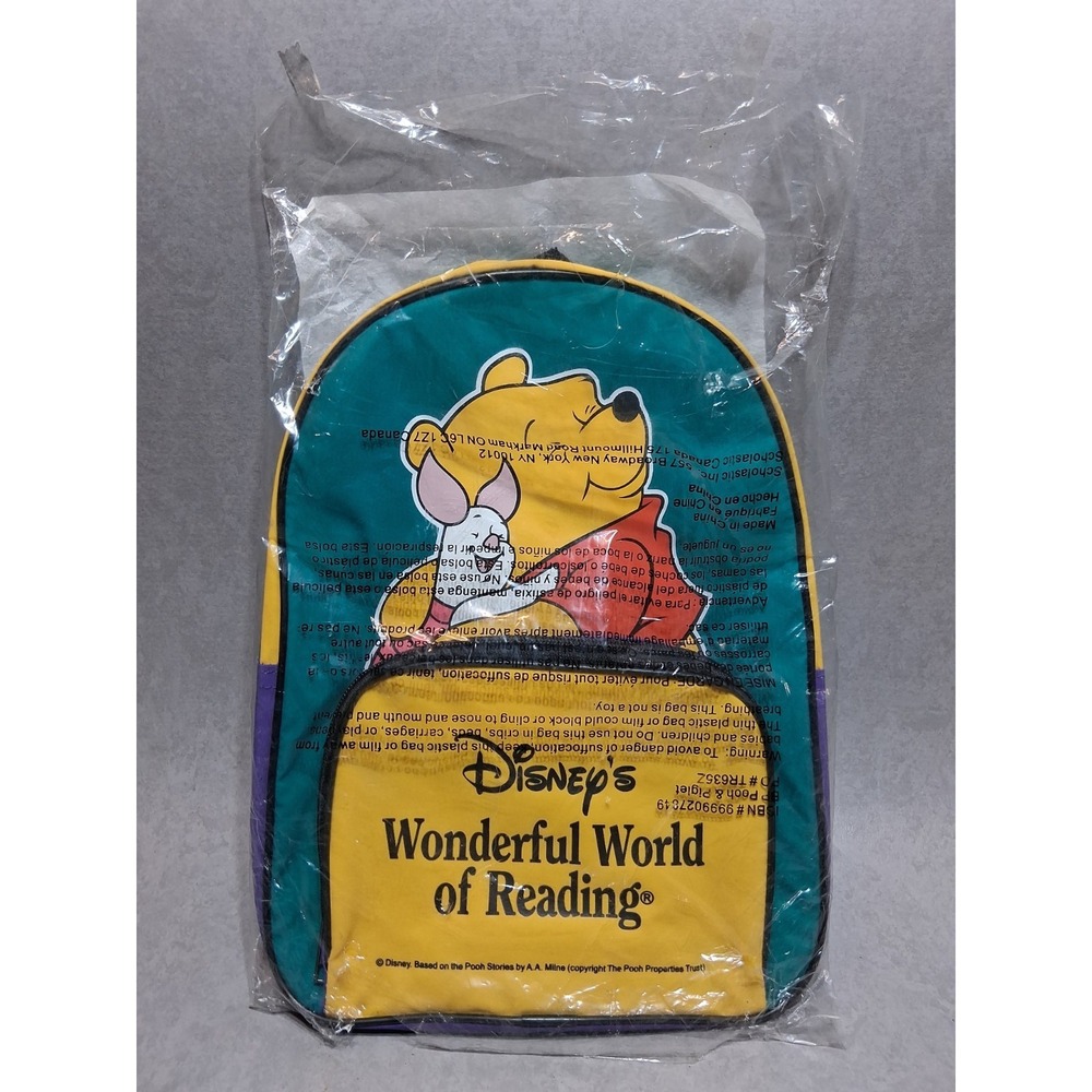 Disney Backpack Winnie Pooh Wonderful World of Reading Vintage Book Bag Piglet
